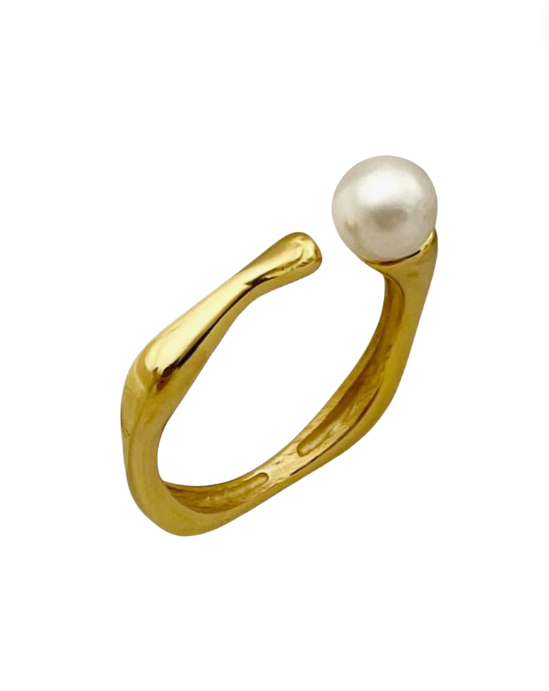 Celine Pearl 18K Gold Plated Ring